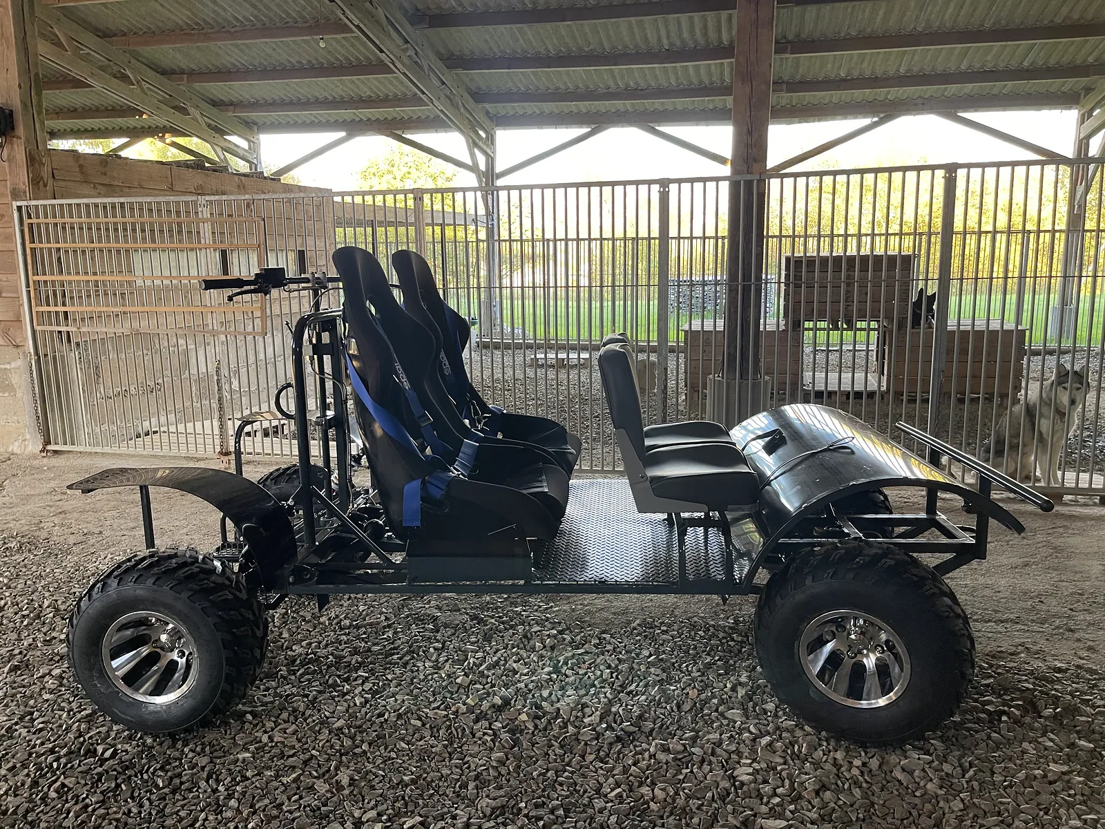 Le kart et ses sièges avec harnais